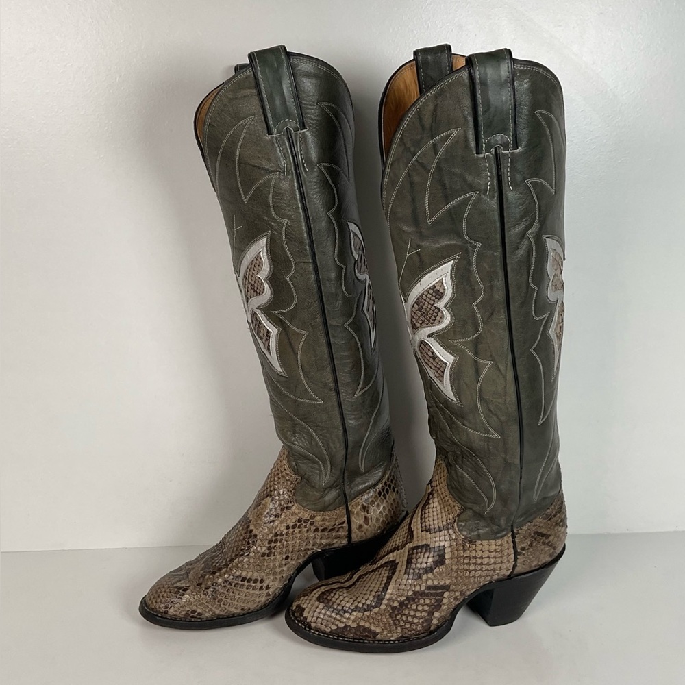 Vintage Justin Butterfly Cowgirl Boots | Snakeskin Inlay | USA Made | Women’s 5